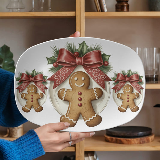 Christmas Gingerbread Man Oval Serving Platter - 10" x 14"
