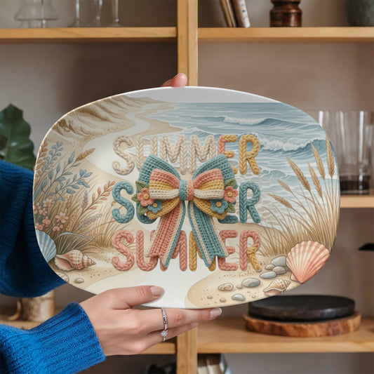 Summer Summer Summer Faux Yarn 10" x  14" Oval Serving Platter