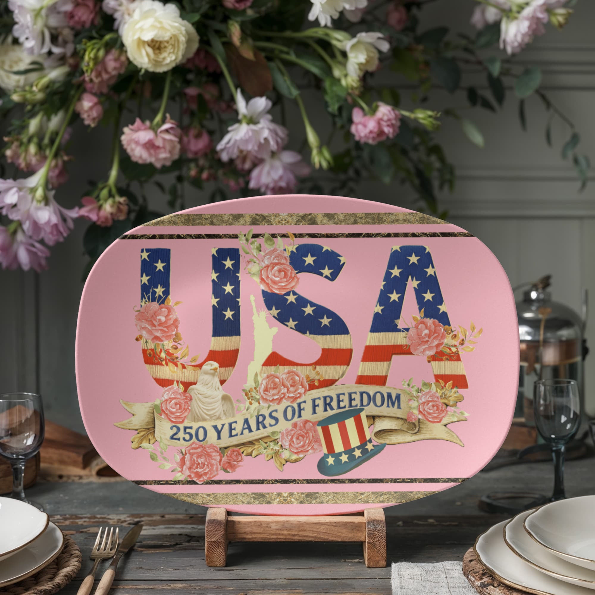Pink USA 250 Years of Freedom Floral 10