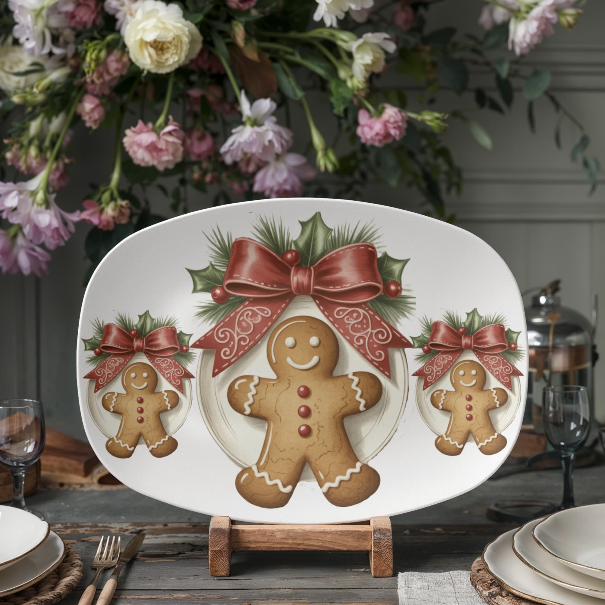 Christmas Gingerbread Man Oval Serving Platter - 10