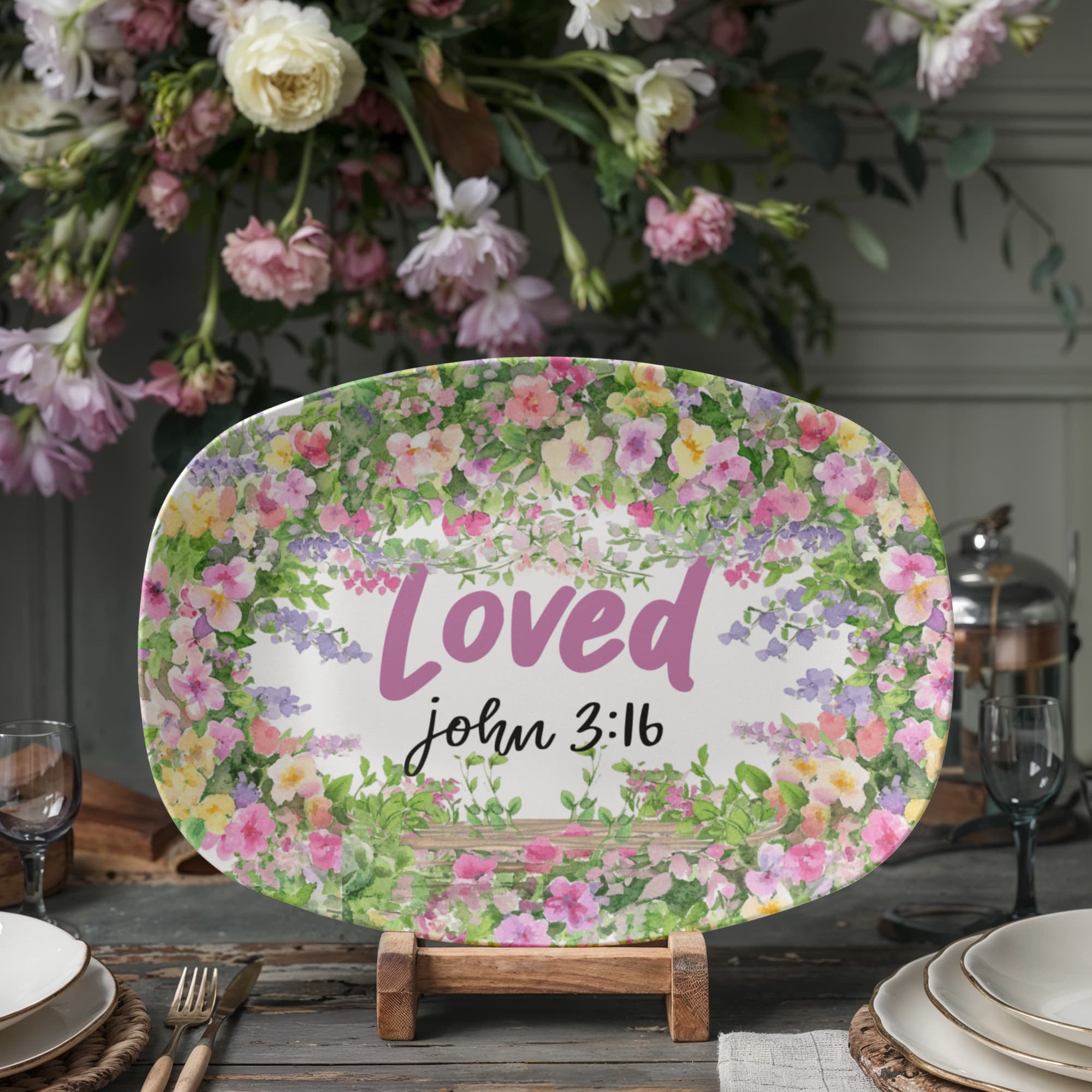 Loved John 3:16 Faith Based Floral 10