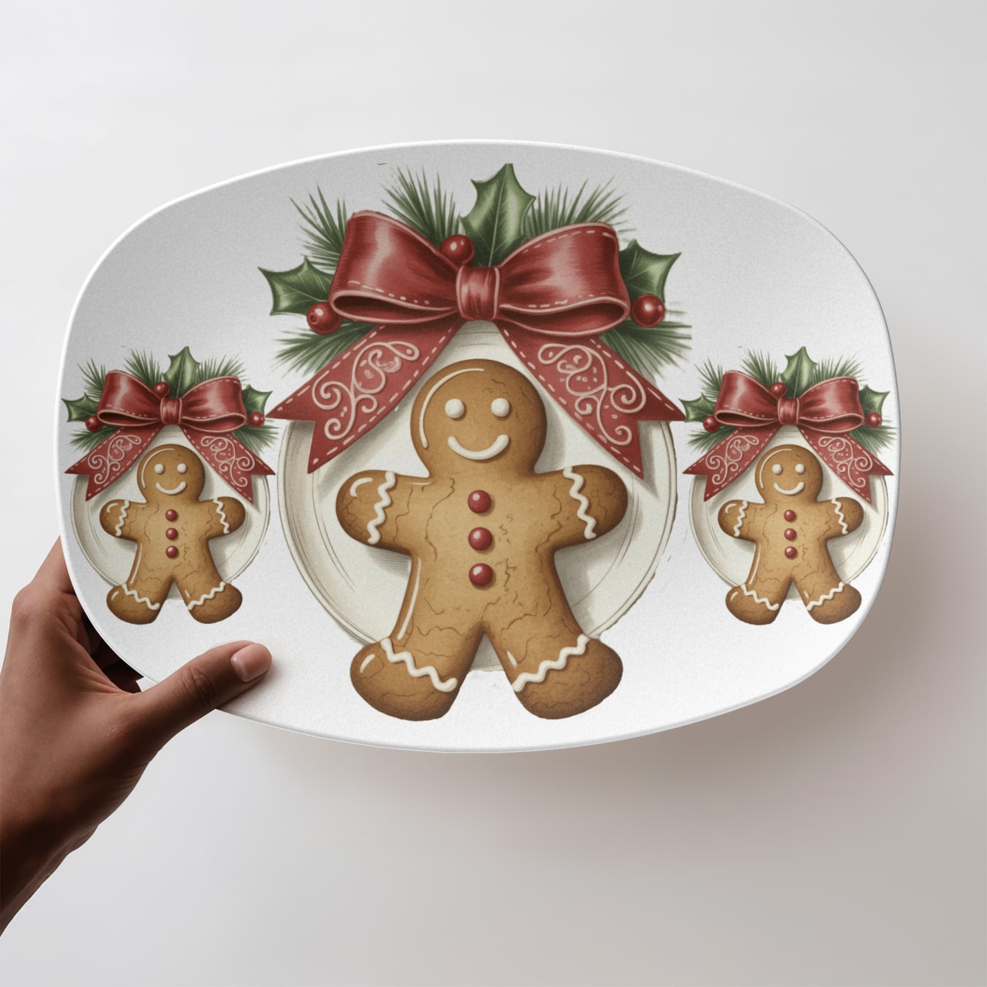 Christmas Gingerbread Man Oval Serving Platter - 10