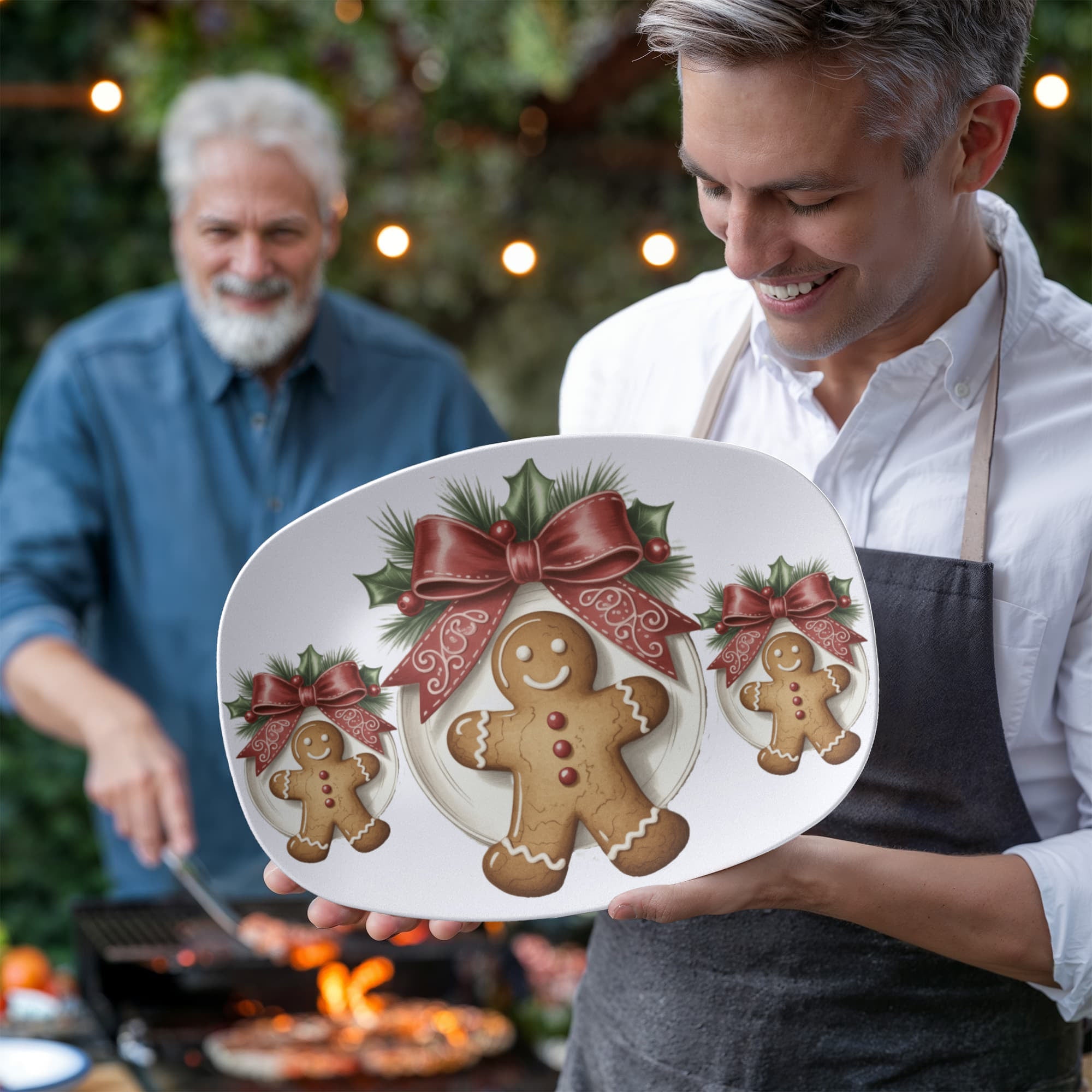 Christmas Gingerbread Man Oval Serving Platter - 10