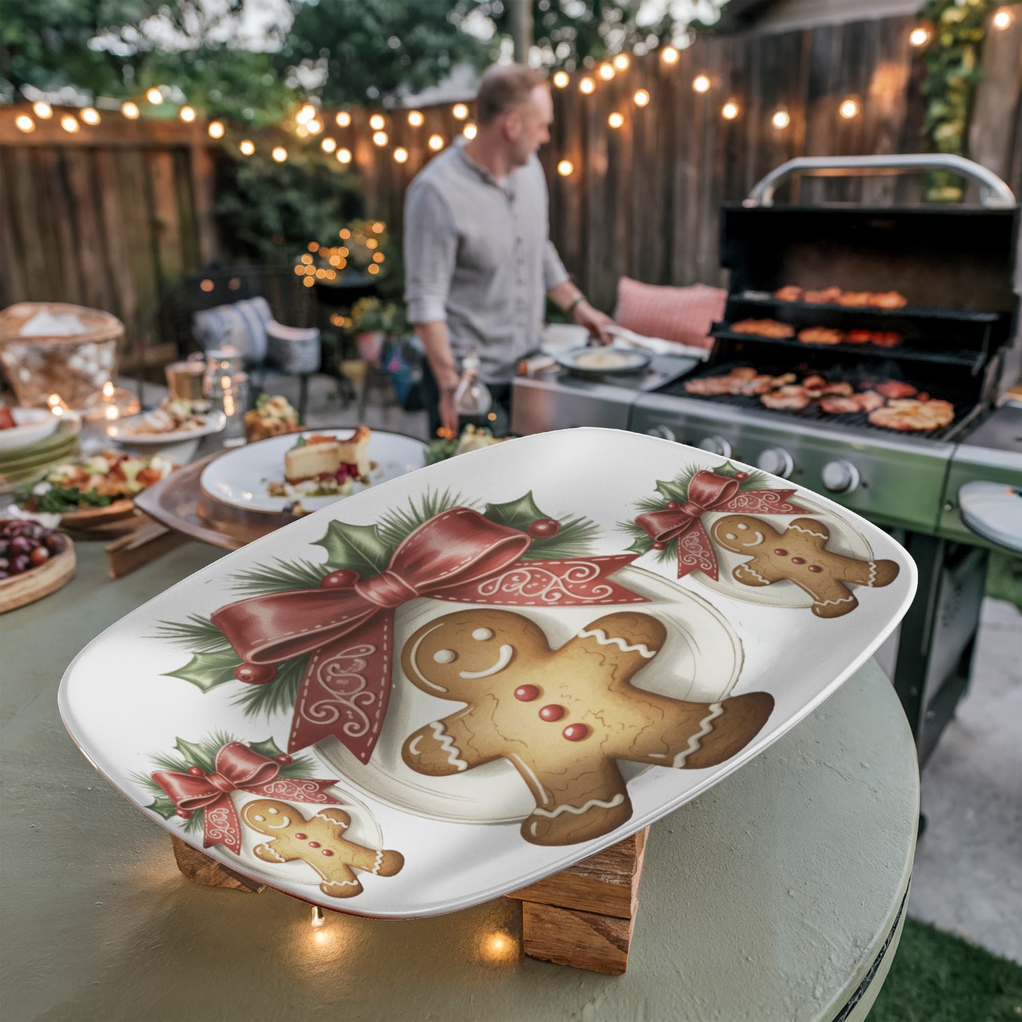 Christmas Gingerbread Man Oval Serving Platter - 10