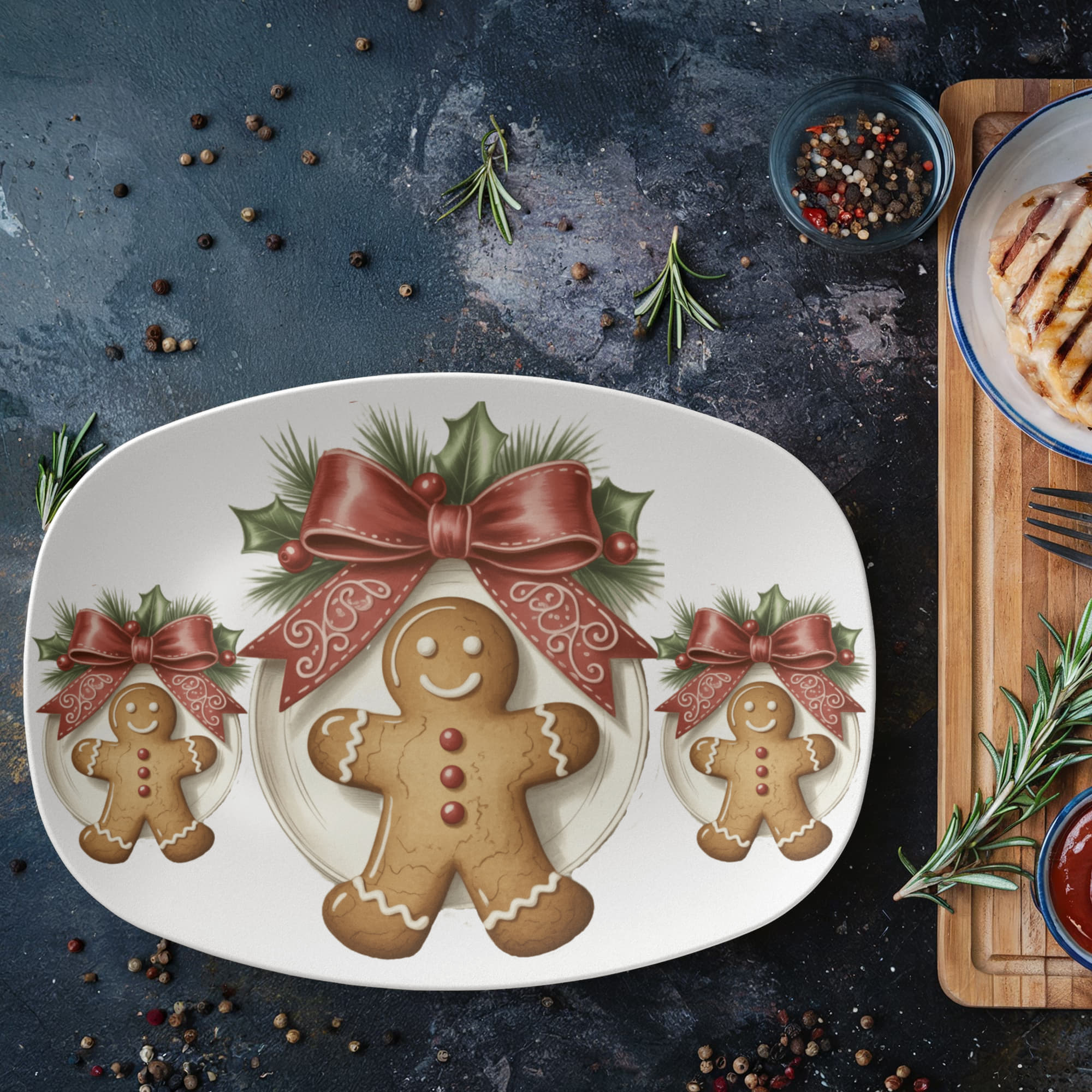 Christmas Gingerbread Man Oval Serving Platter - 10