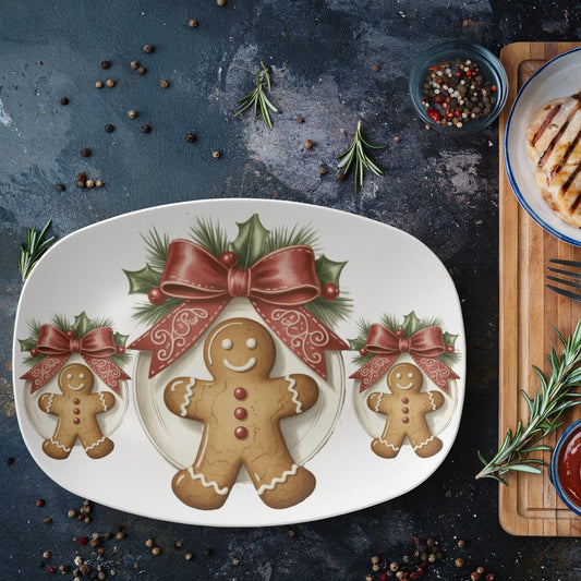 Christmas Gingerbread Man Oval Serving Platter - 10" x 14"