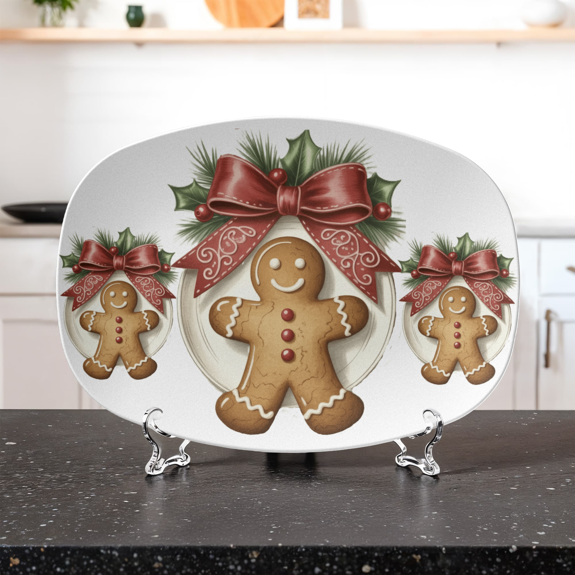 Christmas Gingerbread Man Oval Serving Platter - 10