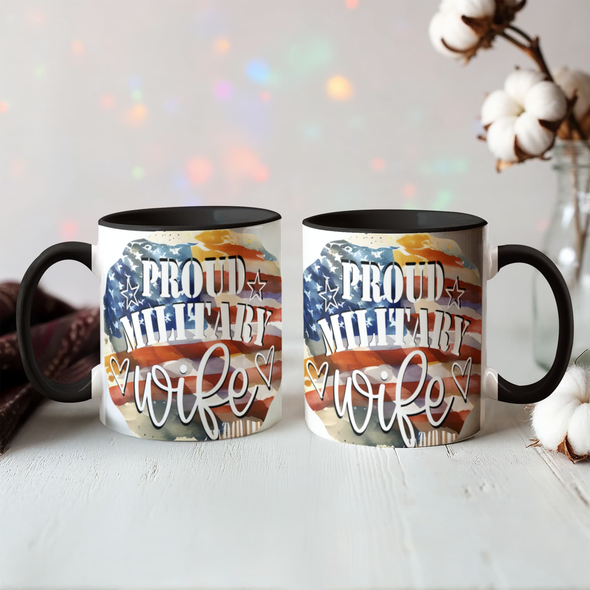 Proud Military Wife Color Accent Coffee Mug - 15 oz