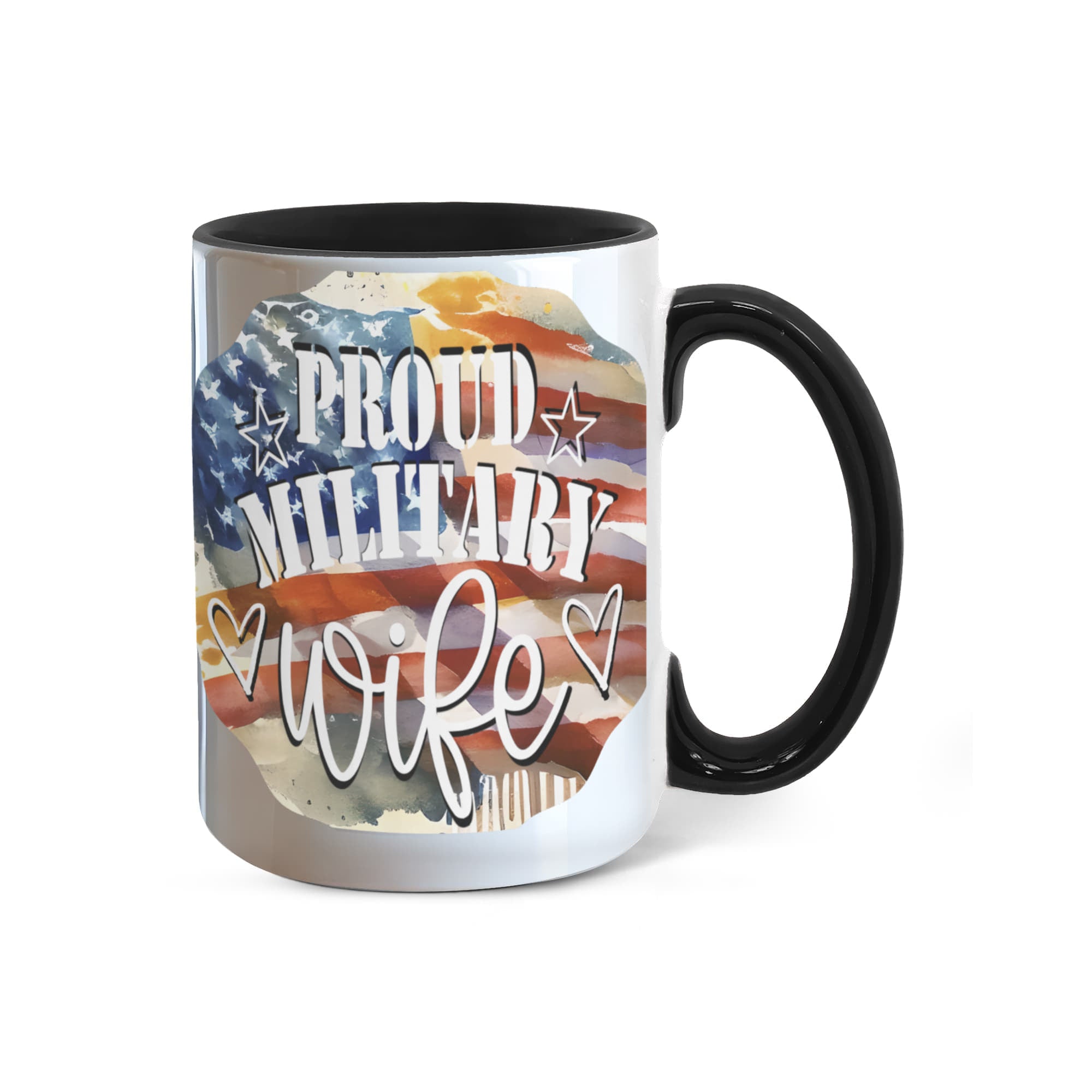 Proud Military Wife Color Accent Coffee Mug - 15 oz