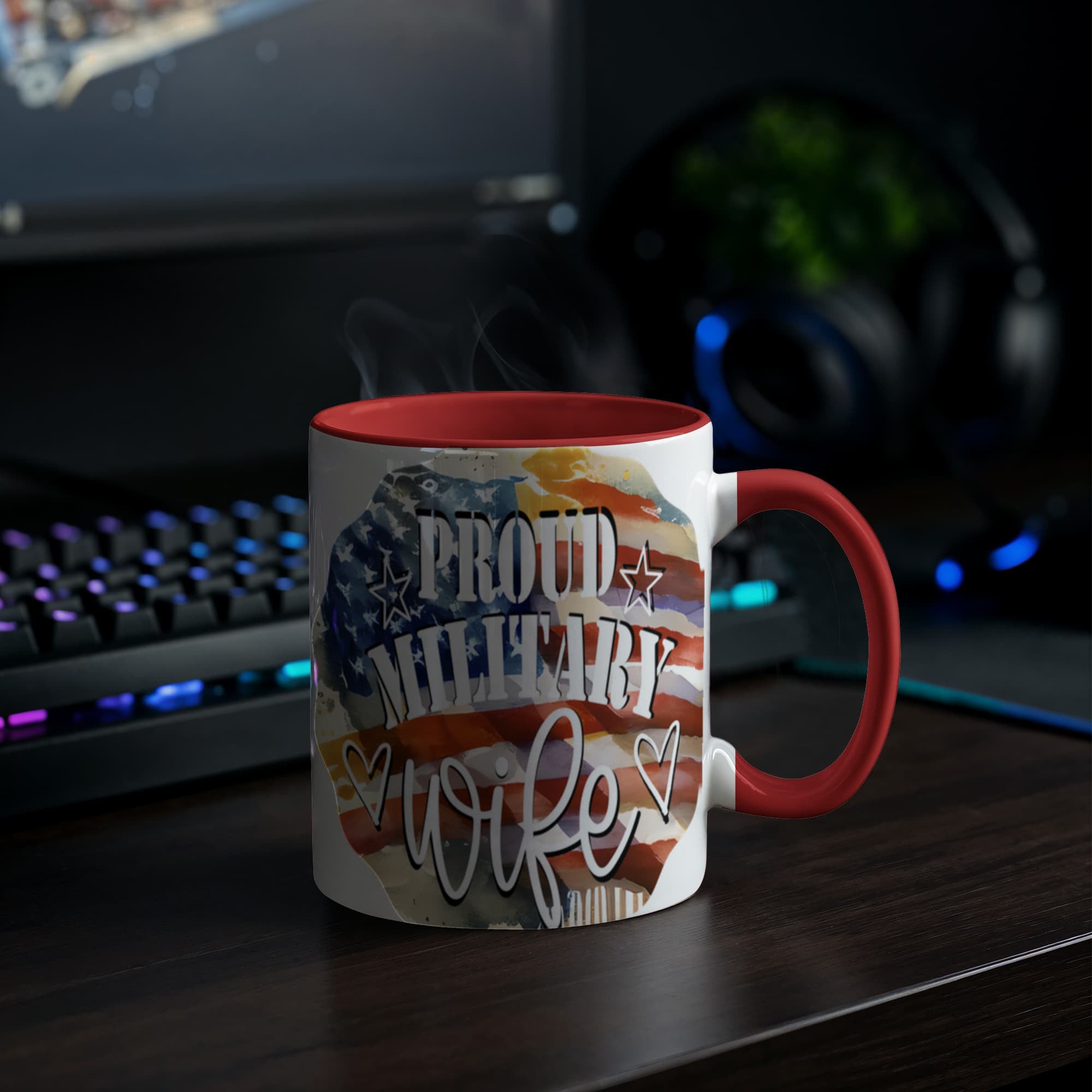 Proud Military Wife Color Accent Coffee Mug - 15 oz