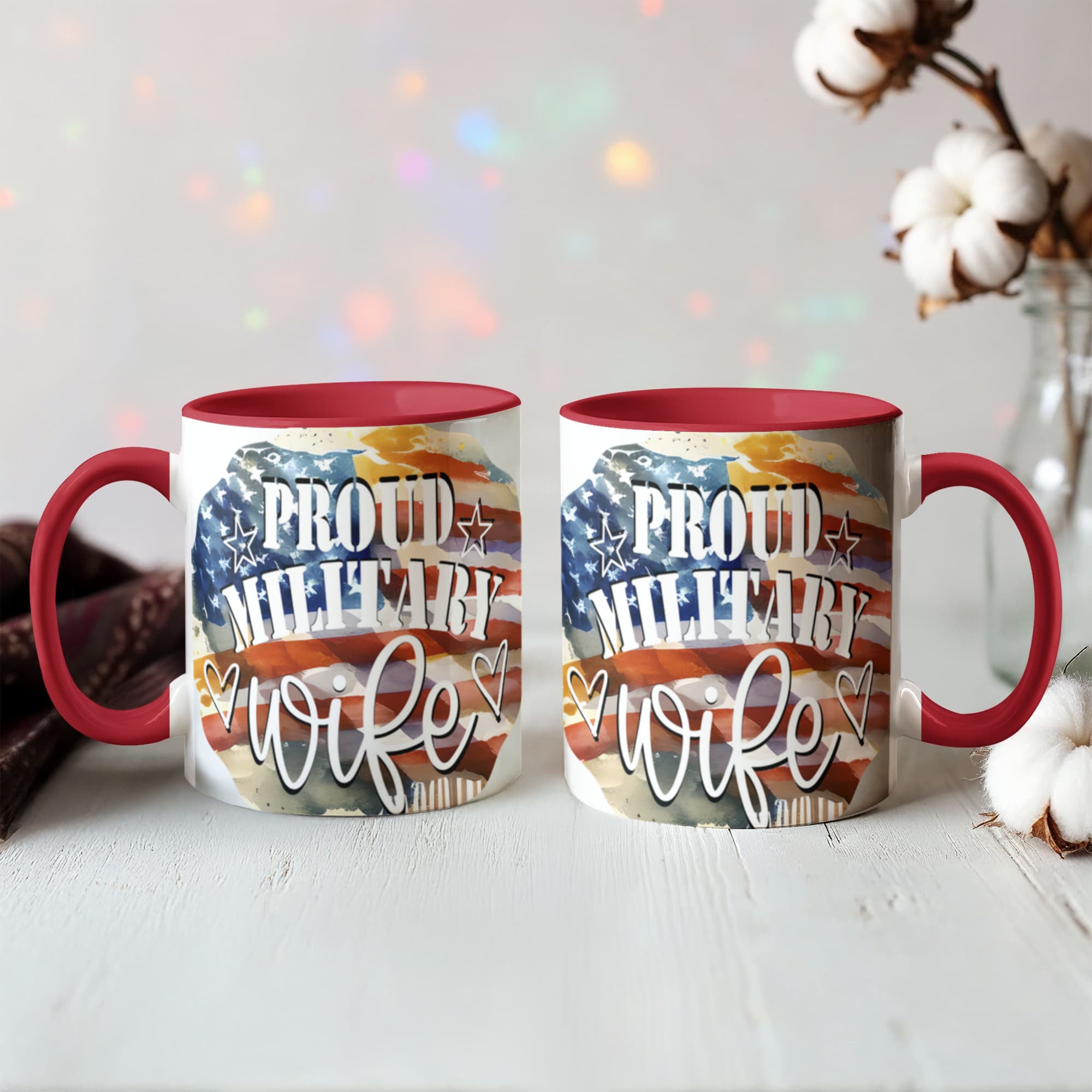 Proud Military Wife Color Accent Coffee Mug - 15 oz