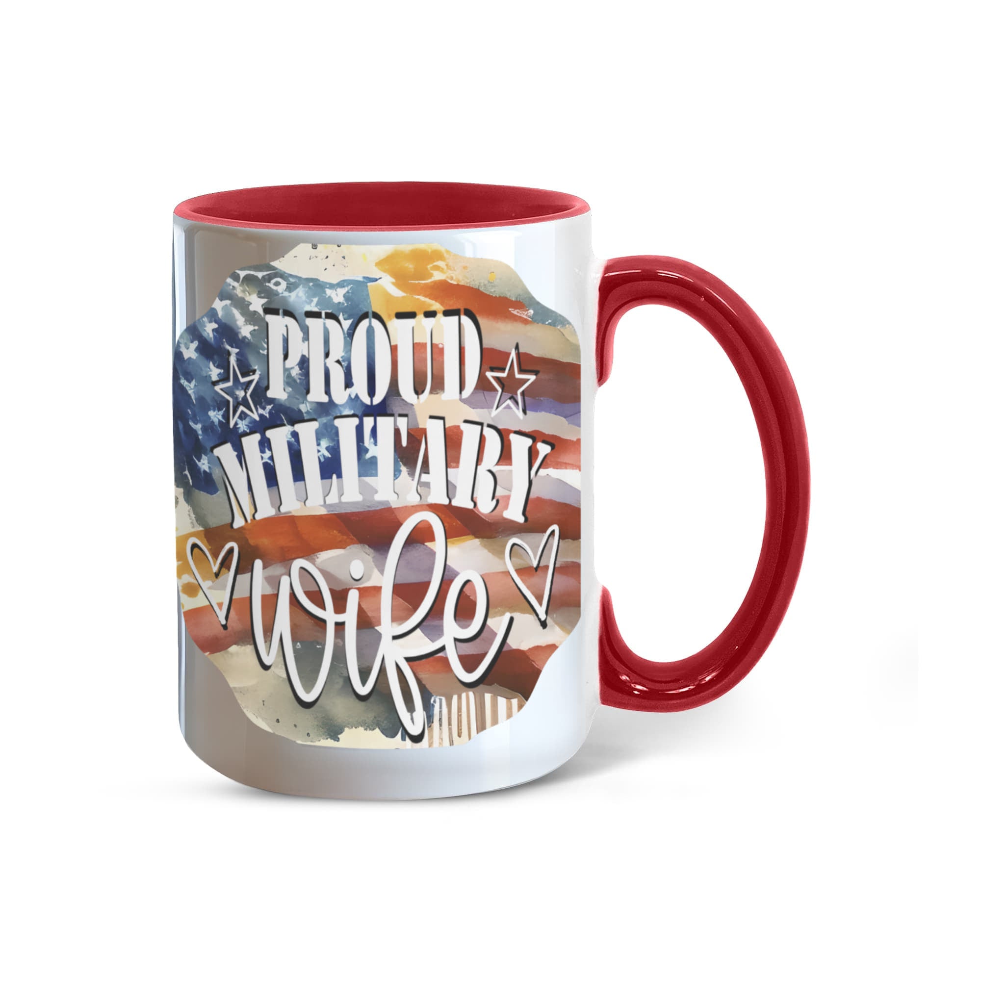 Proud Military Wife Color Accent Coffee Mug - 15 oz