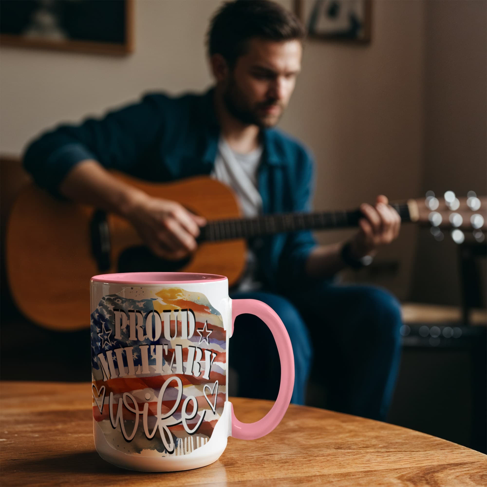 Proud Military Wife Color Accent Coffee Mug - 15 oz