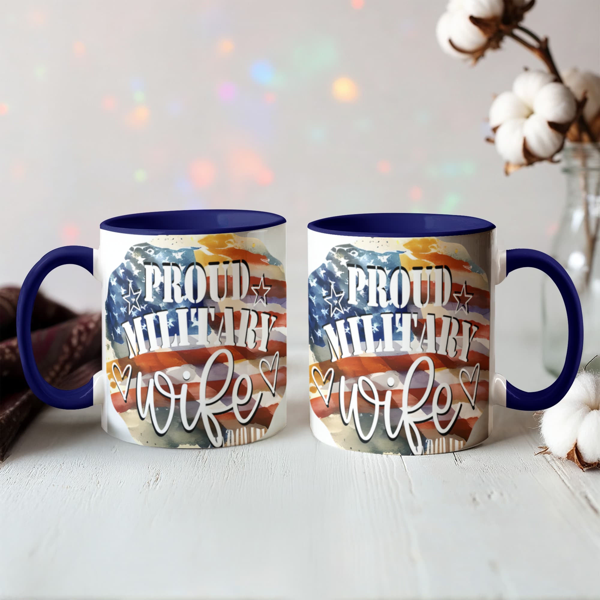 Proud Military Wife Color Accent Coffee Mug - 15 oz