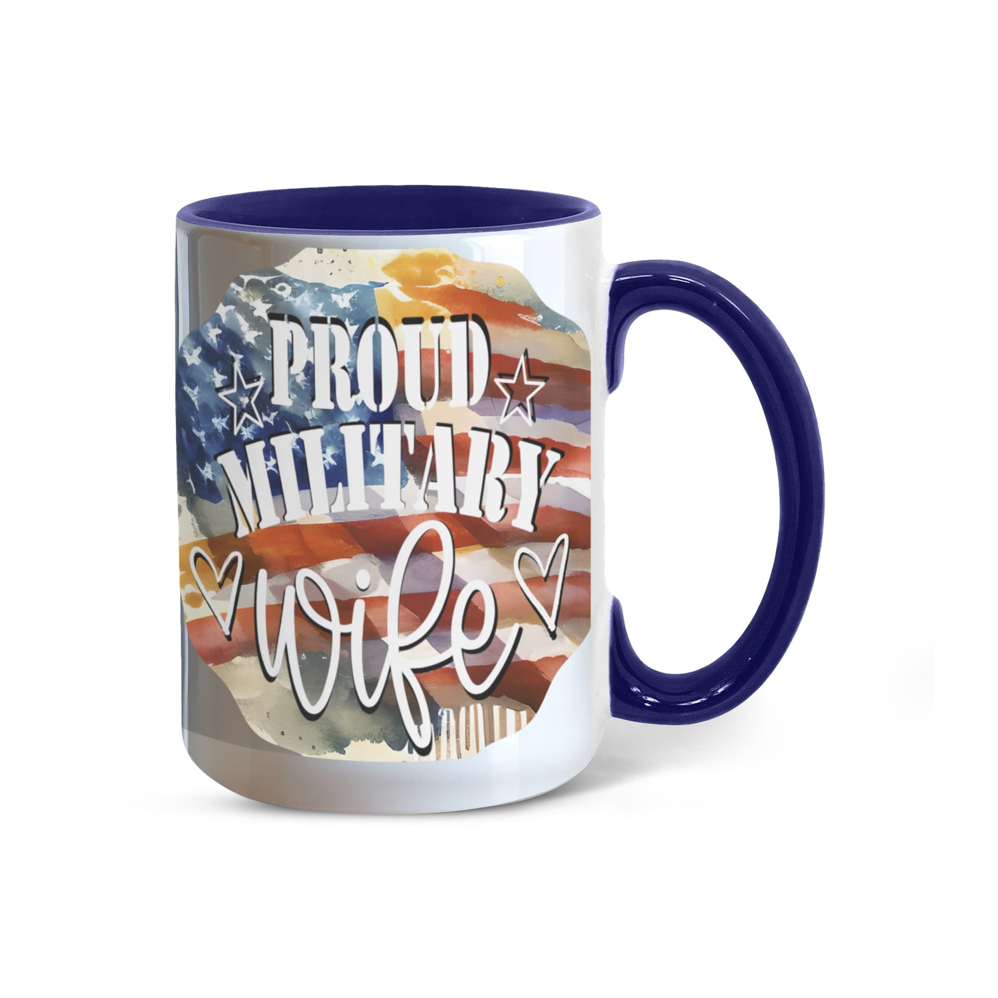 Proud Military Wife Color Accent Coffee Mug - 15 oz