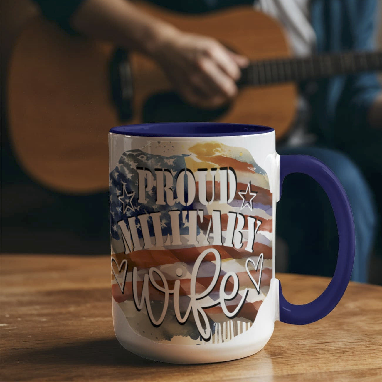 Proud Military Wife Color Accent Coffee Mug - 15 oz