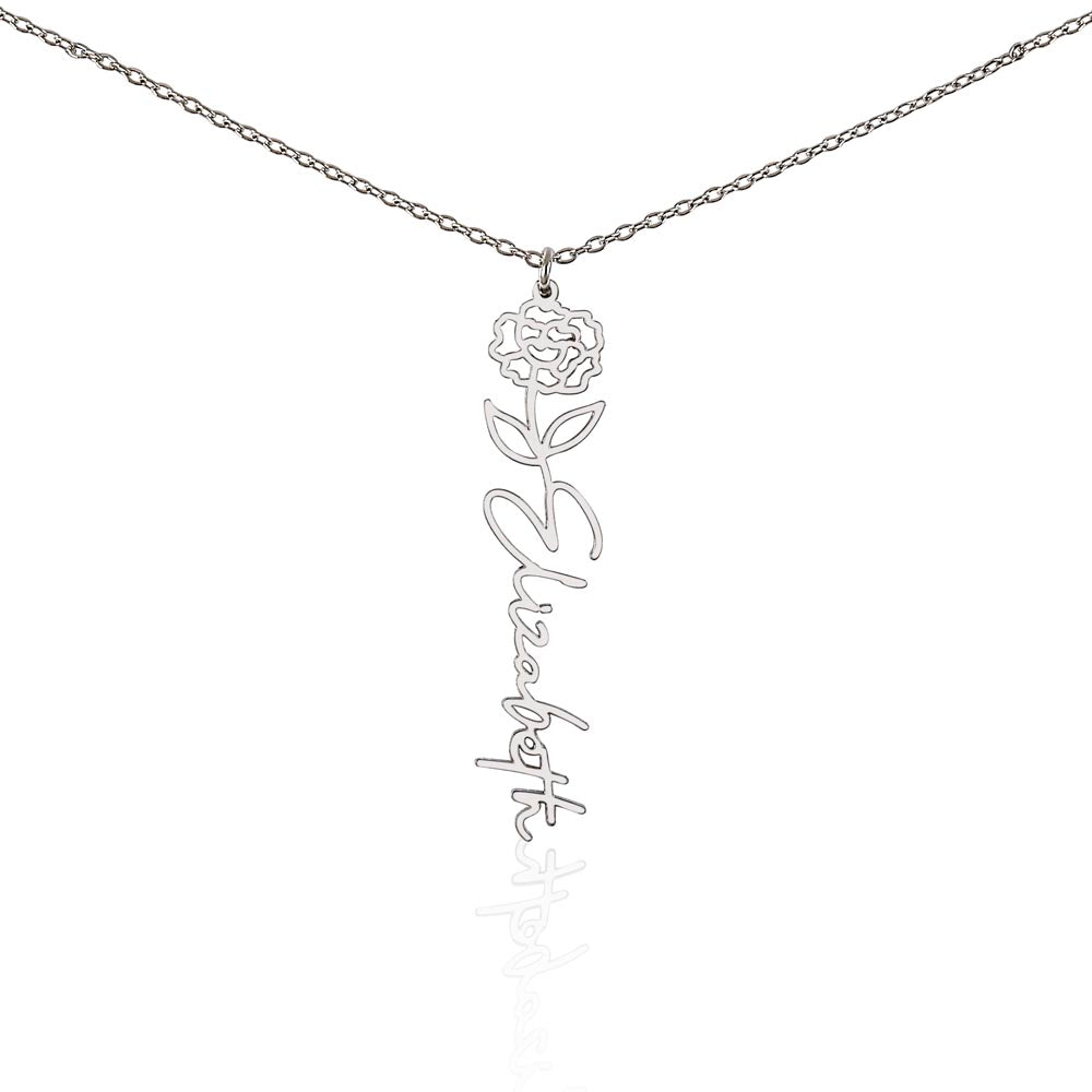 Personalized Floral Name Necklace with Birth Flower
