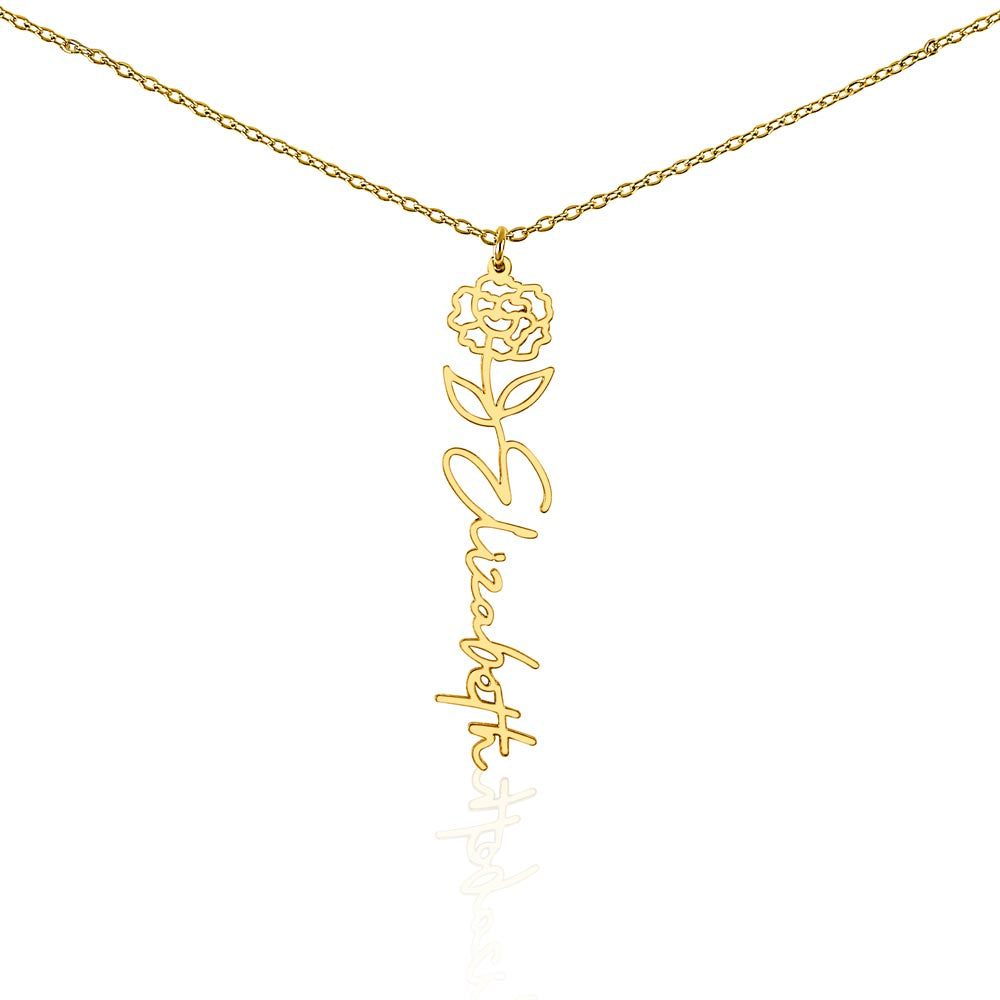 Personalized Floral Name Necklace with Birth Flower