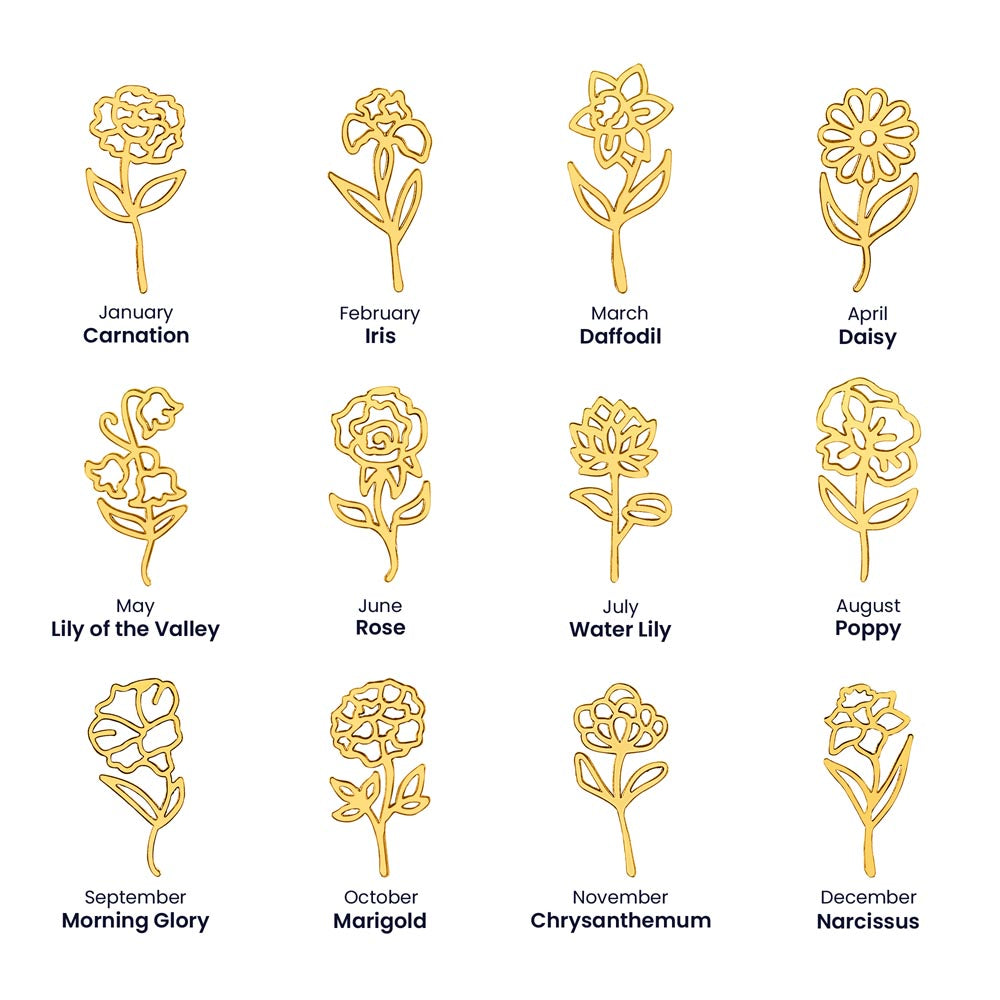 Personalized Floral Name Necklace with Birth Flower