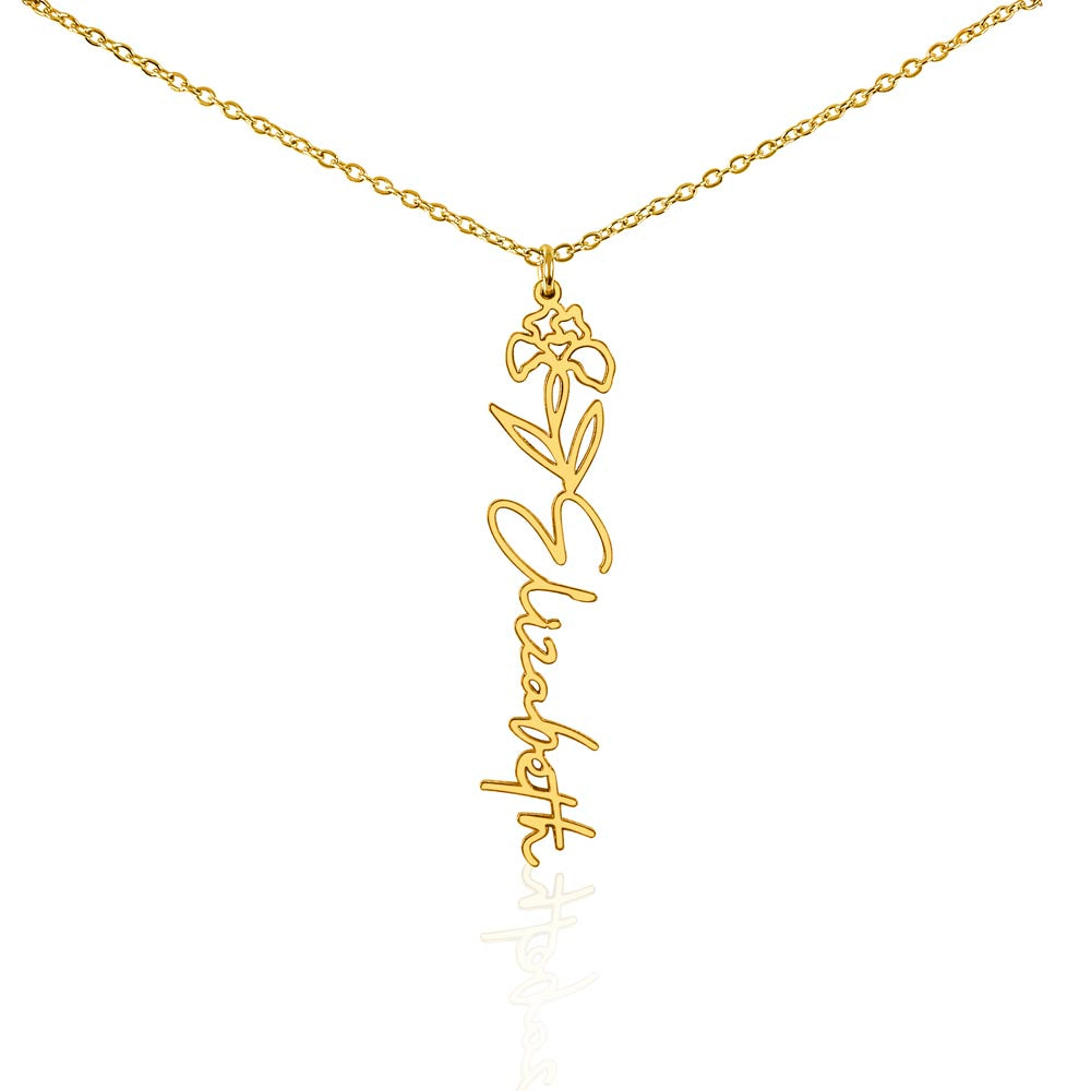 Personalized Floral Name Necklace with Birth Flower
