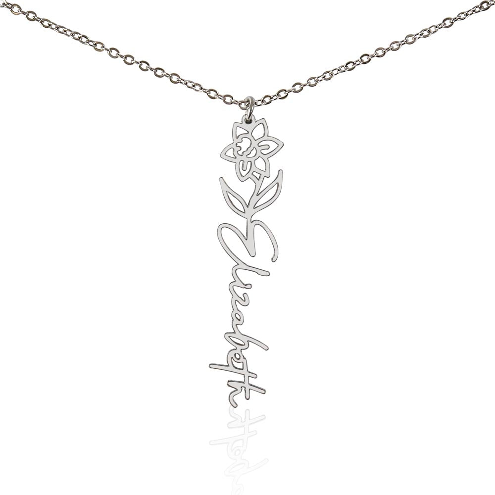 Personalized Floral Name Necklace with Birth Flower