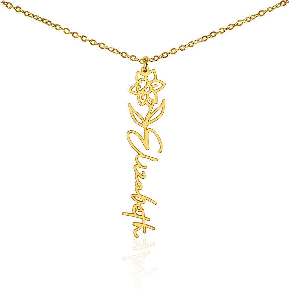 Personalized Floral Name Necklace with Birth Flower