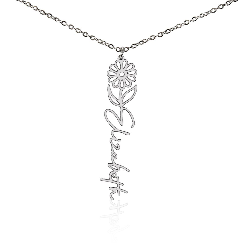 Personalized Floral Name Necklace with Birth Flower