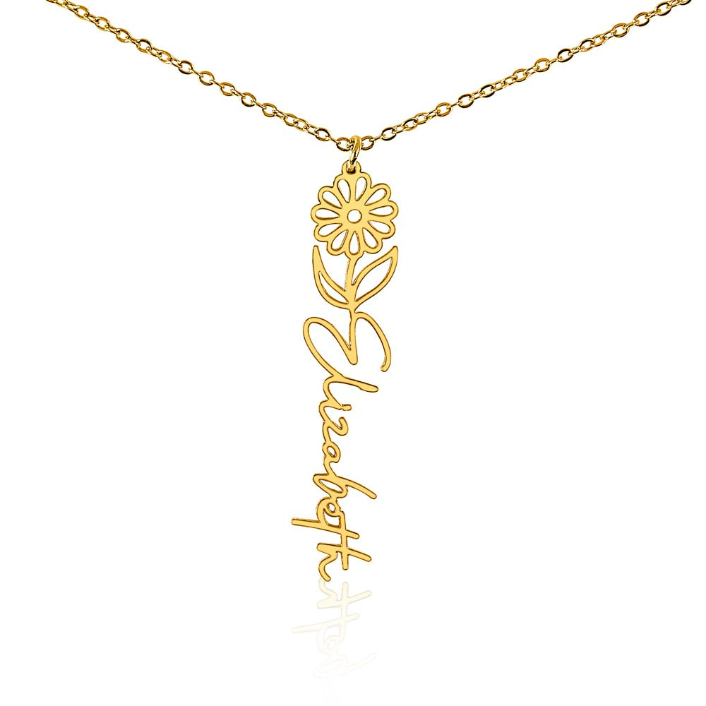 Personalized Floral Name Necklace with Birth Flower