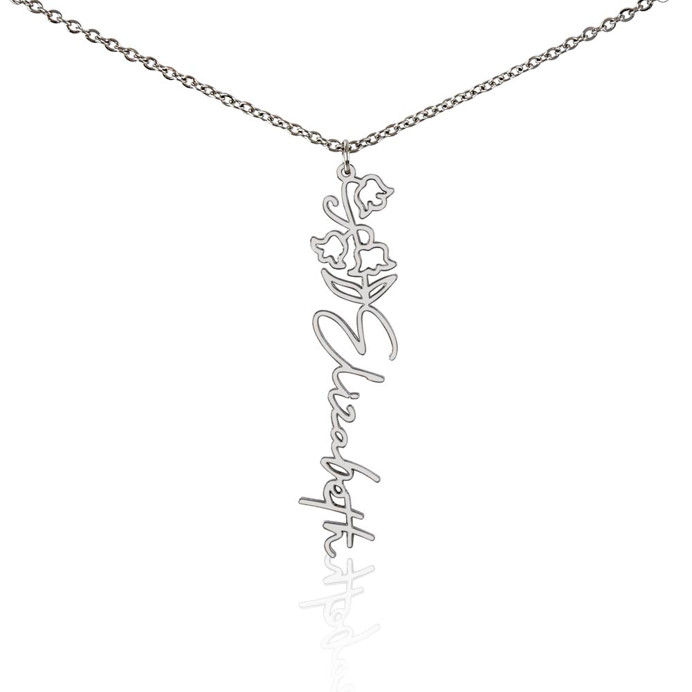 Personalized Floral Name Necklace with Birth Flower