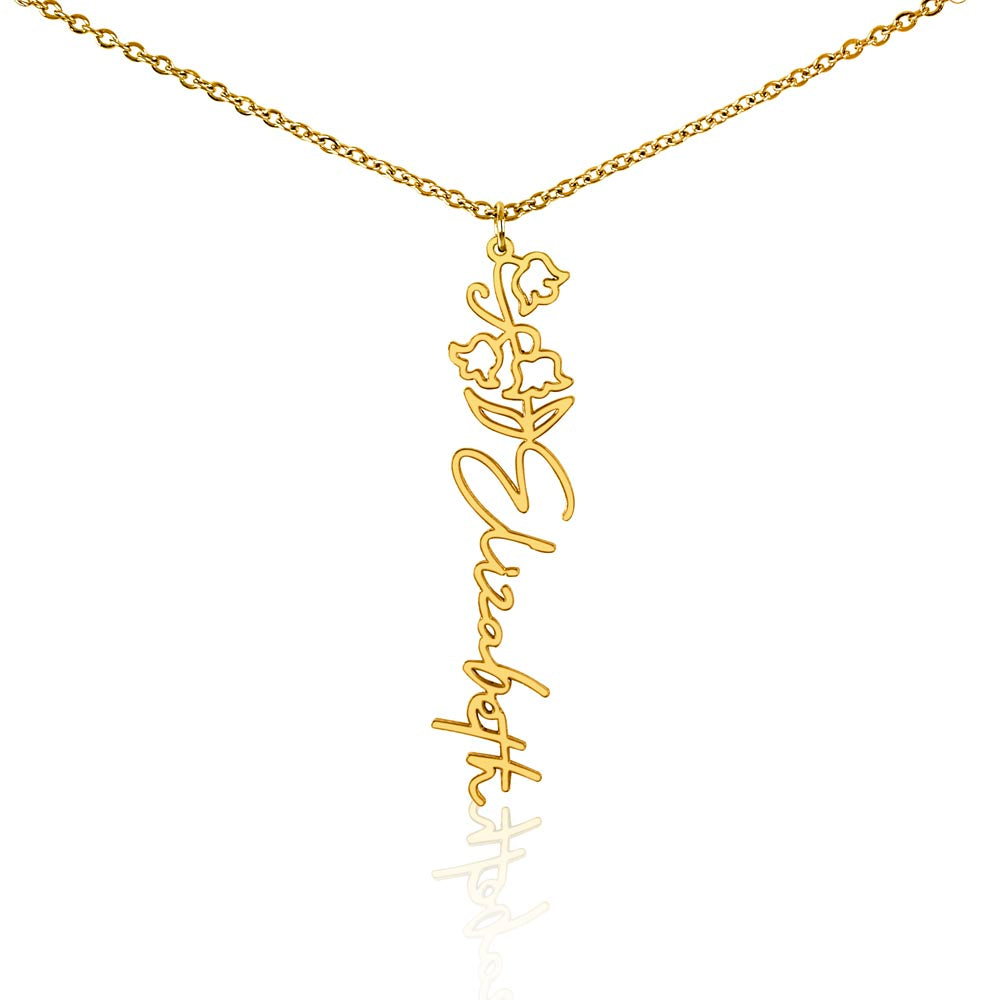 Personalized Floral Name Necklace with Birth Flower