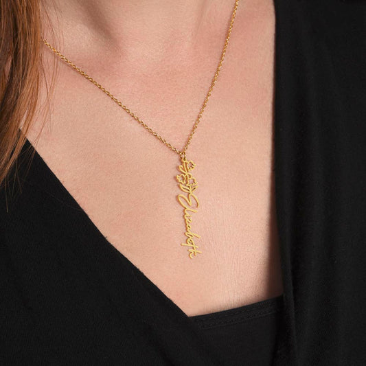 Personalized Floral Name Necklace with Birth Flower