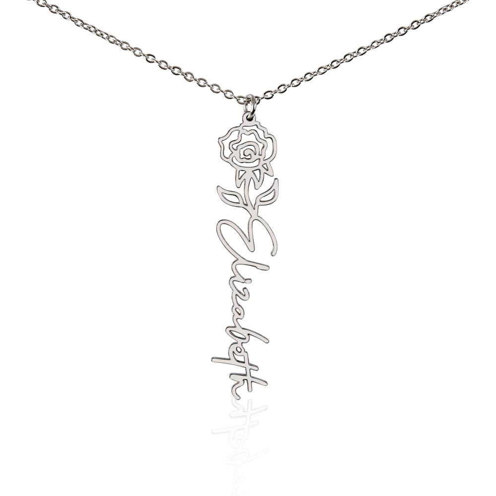 Personalized Floral Name Necklace with Birth Flower
