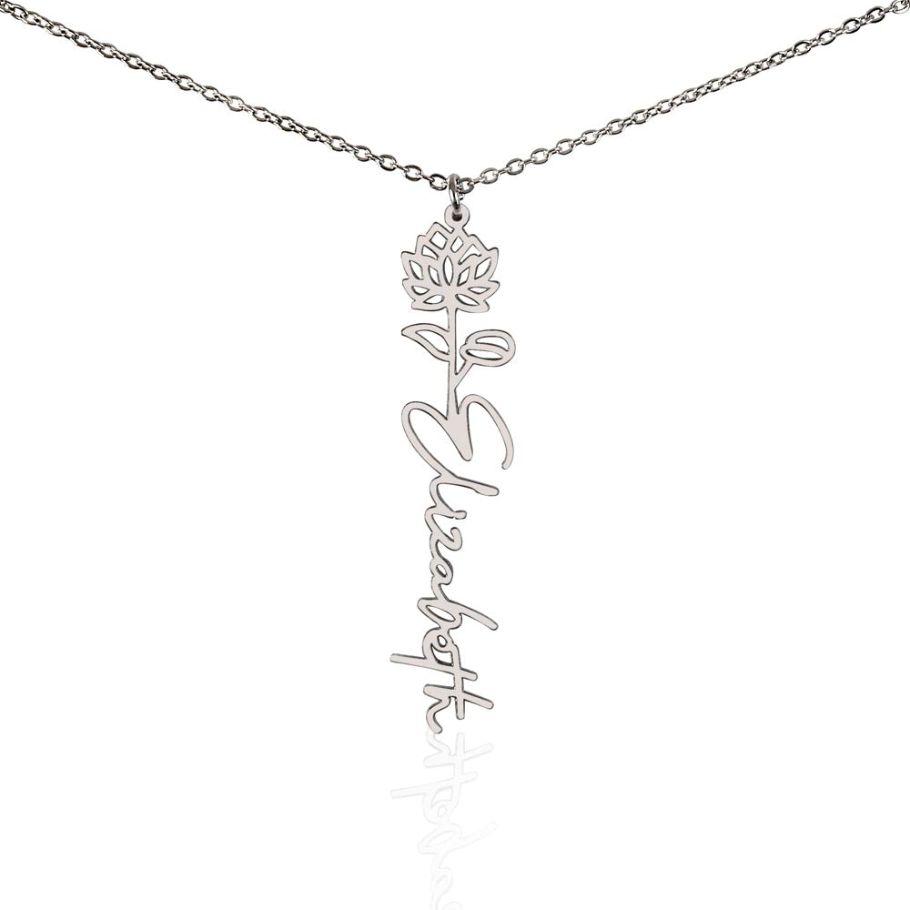 Personalized Floral Name Necklace with Birth Flower