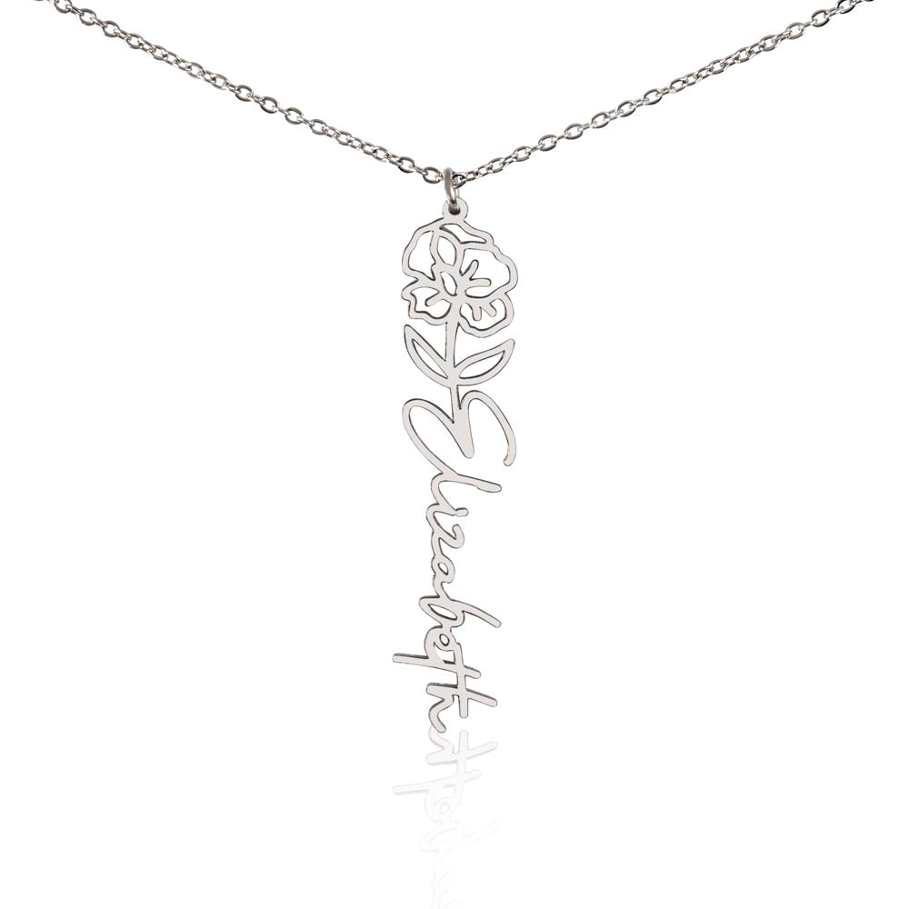 Personalized Floral Name Necklace with Birth Flower