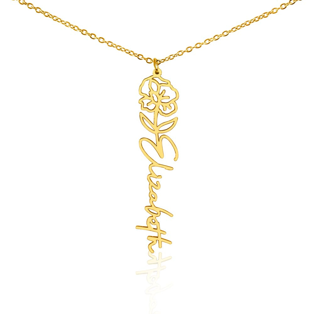 Personalized Floral Name Necklace with Birth Flower