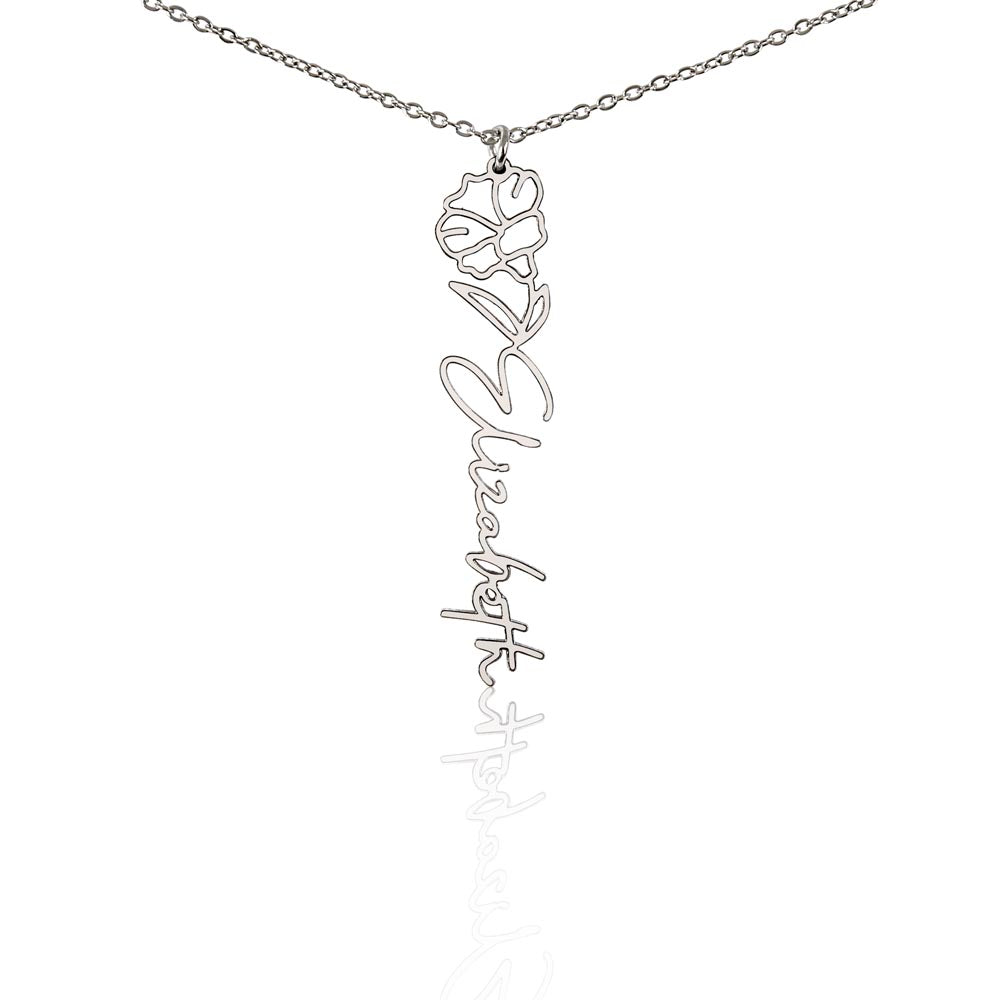 Personalized Floral Name Necklace with Birth Flower
