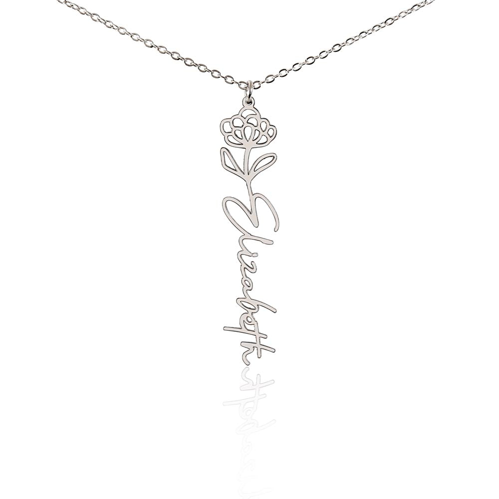 Personalized Floral Name Necklace with Birth Flower