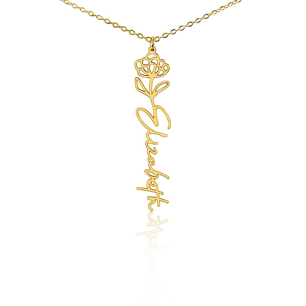 Personalized Floral Name Necklace with Birth Flower