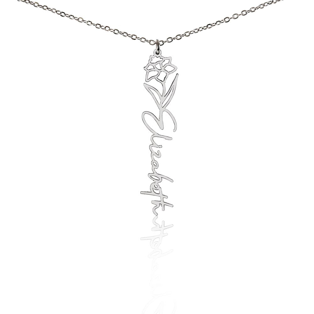 Personalized Floral Name Necklace with Birth Flower