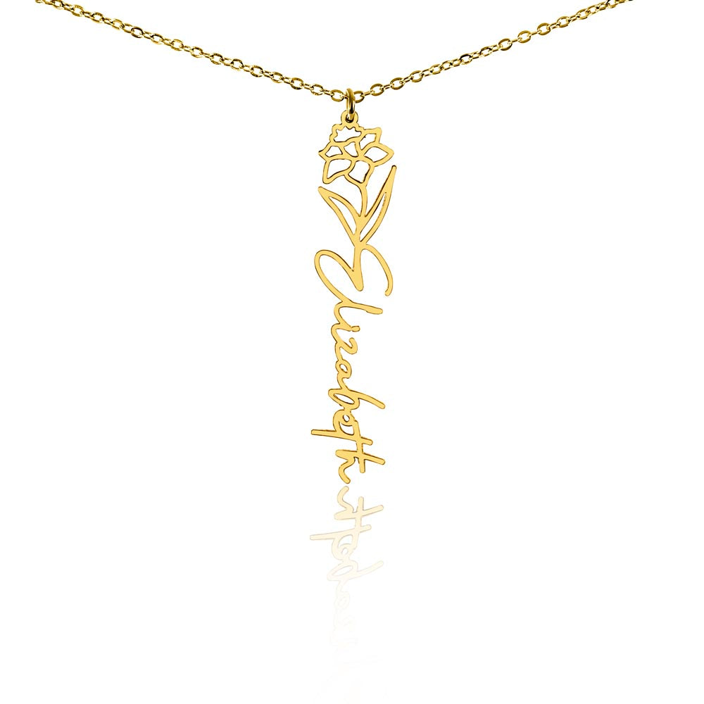 Personalized Floral Name Necklace with Birth Flower