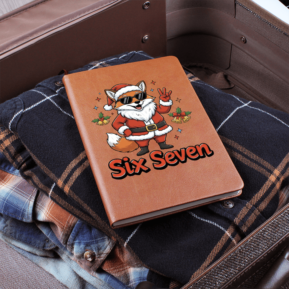 Christmas Fox Six Seven Vegan Leather Graphic Journal