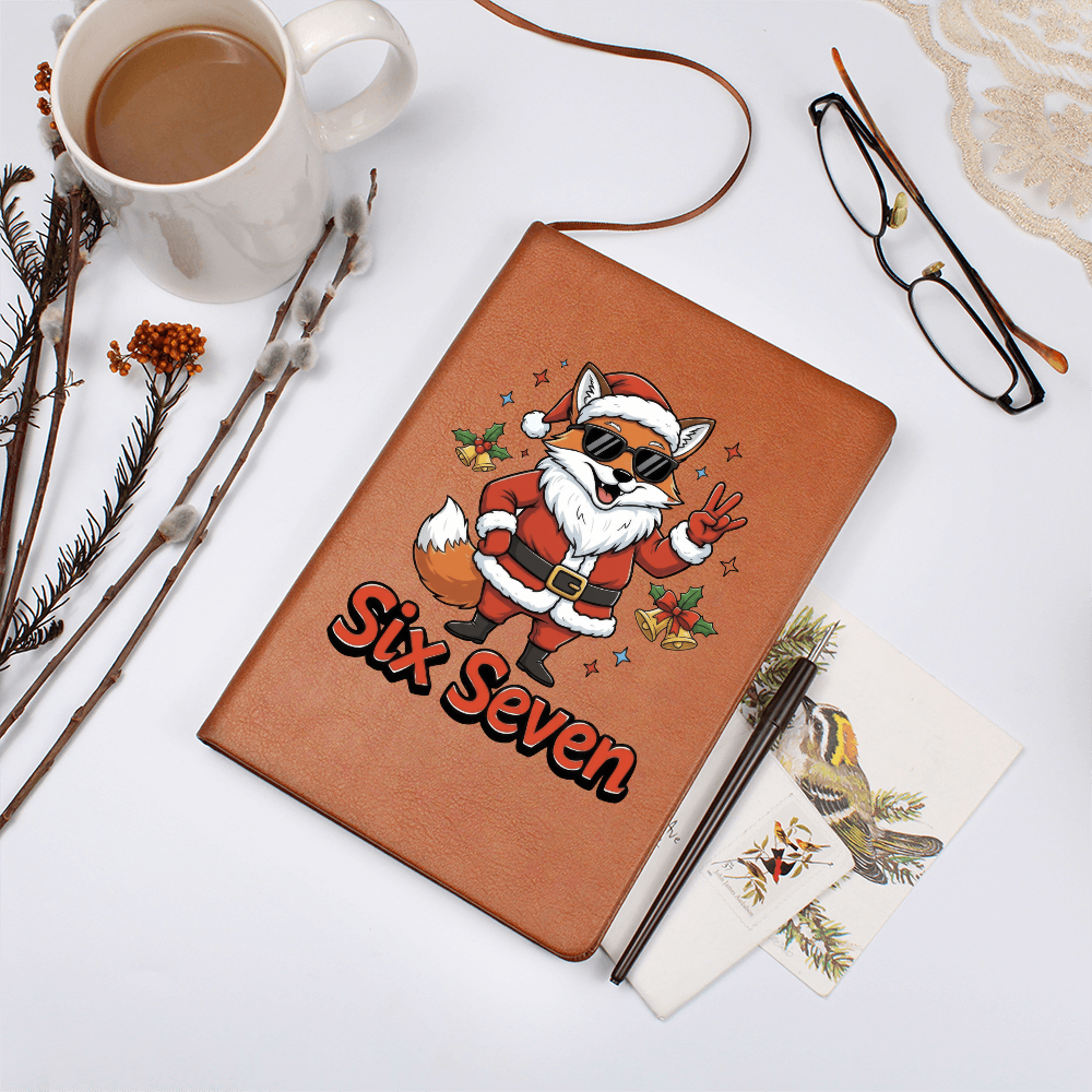Christmas Fox Six Seven Vegan Leather Graphic Journal