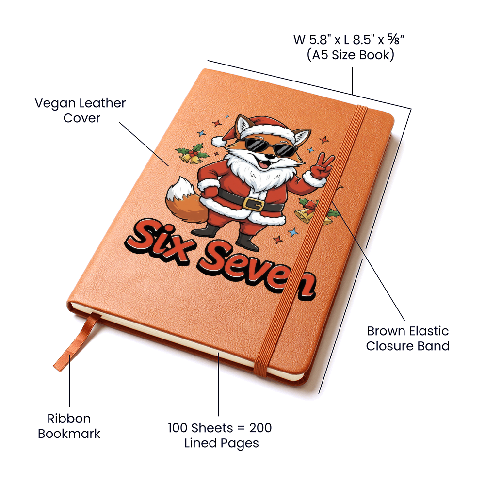 Christmas Fox Six Seven Vegan Leather Graphic Journal