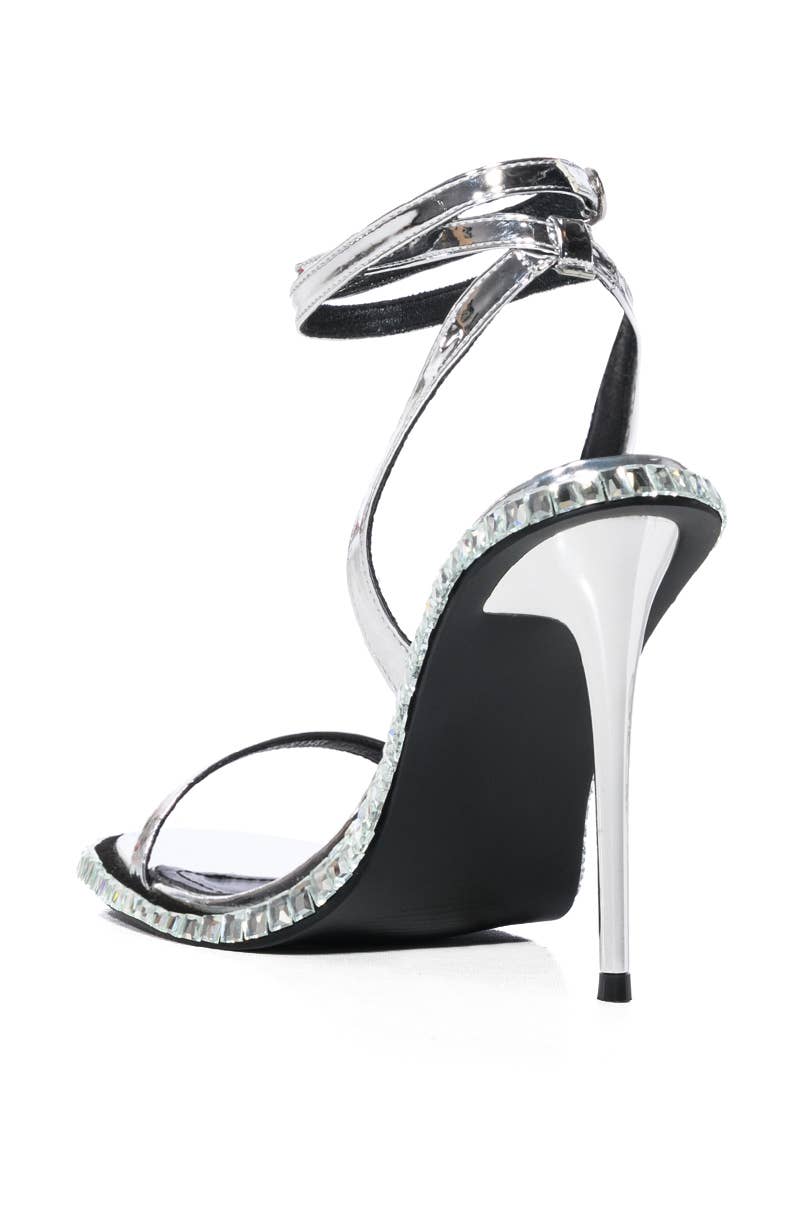 Azalea Wang Brik-Black Silver Stiletto Sandal Heels