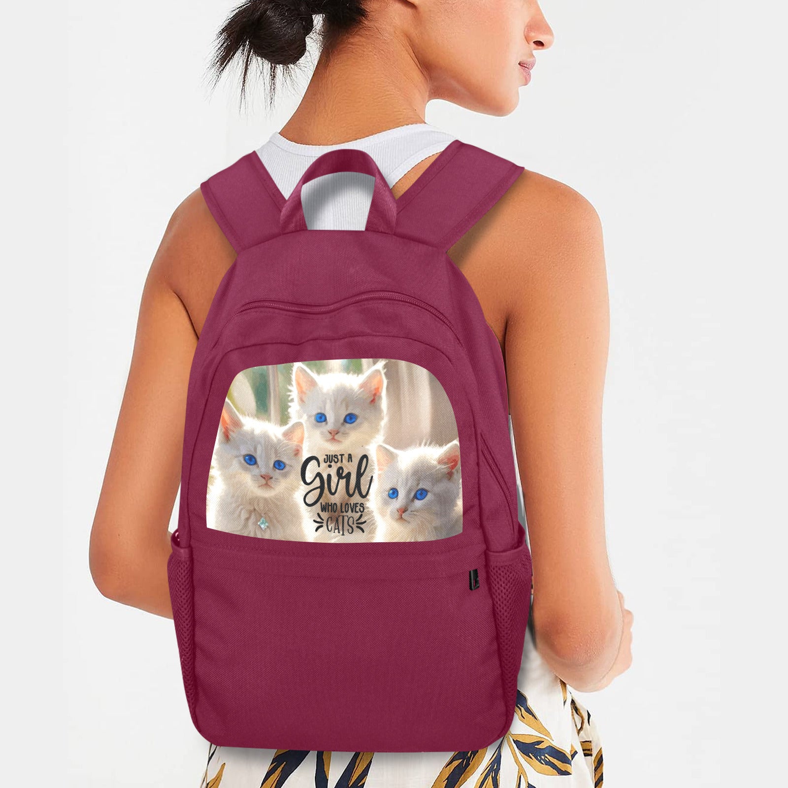Just a Girl Who Loves Cats Casual Backpack (Upper Part Printing) (Model 1753)
