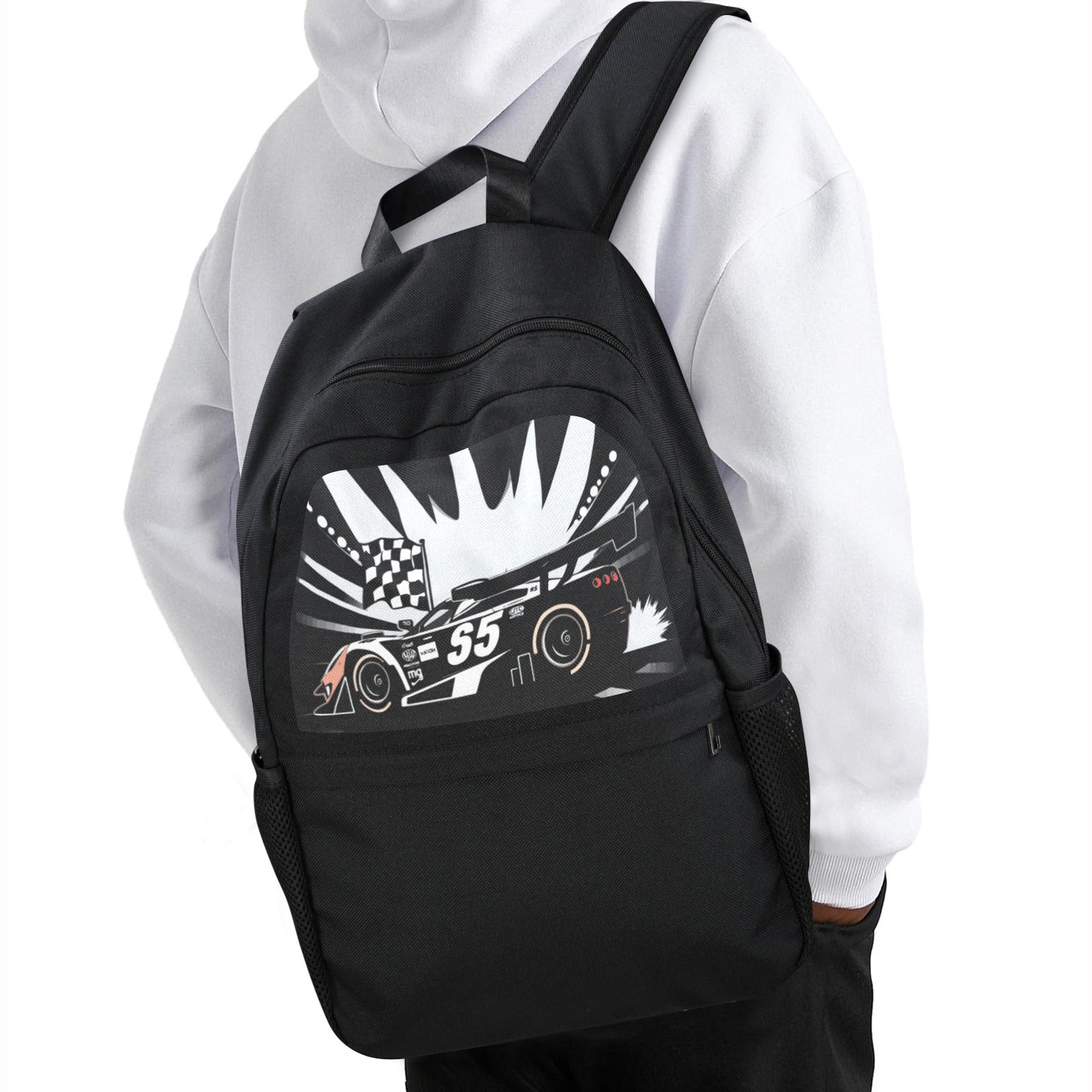 Race Car Winner Casual Backpack (Upper Part Printing) (Model 1753)