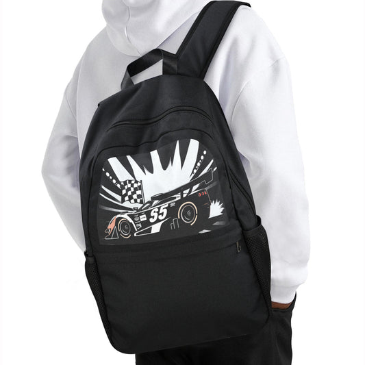 Race Car Winner Boy's Casual School Backpack | Upper Part Printing