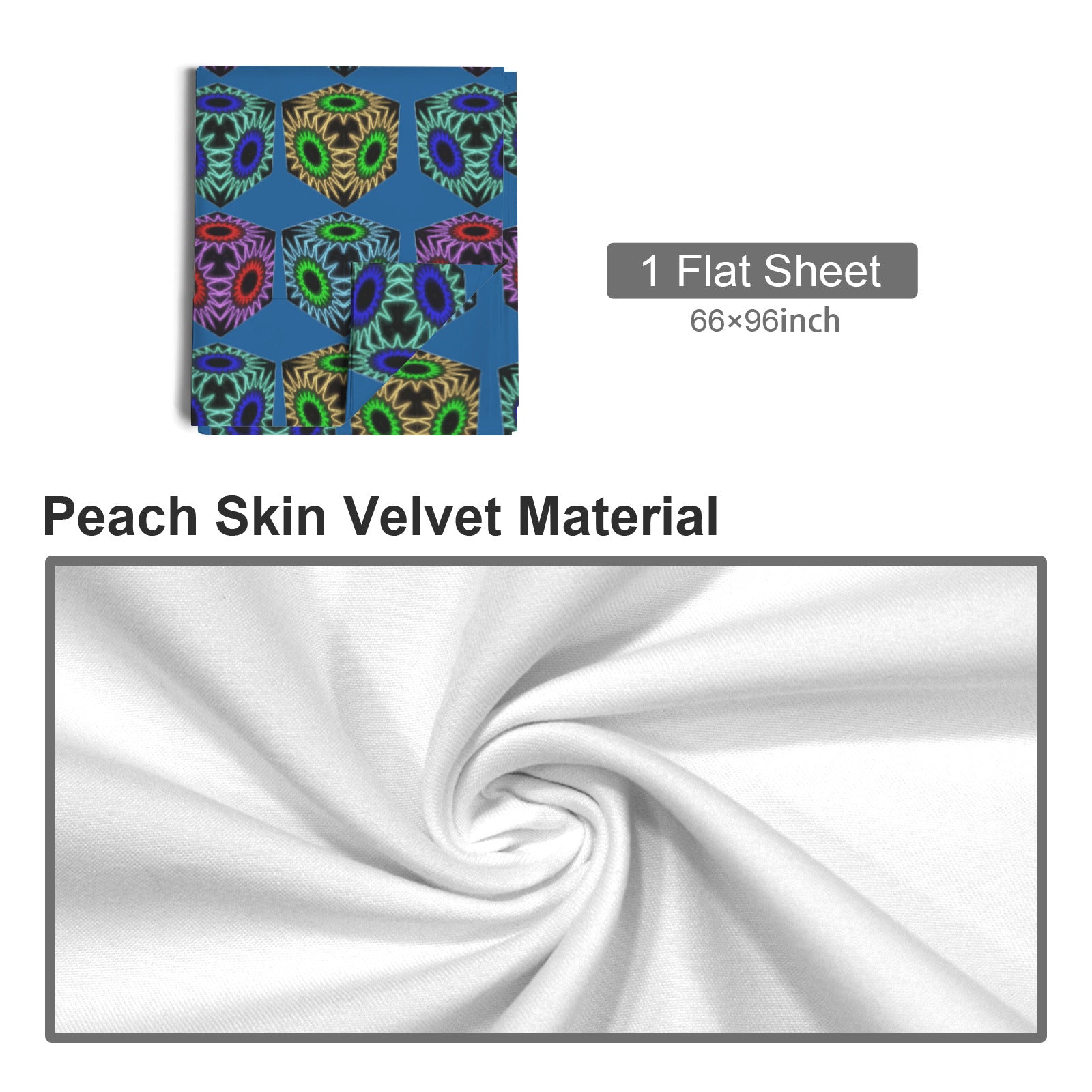 Colorful Cubes Blue Flat Twin Size Bed Sheet | Ships from USA