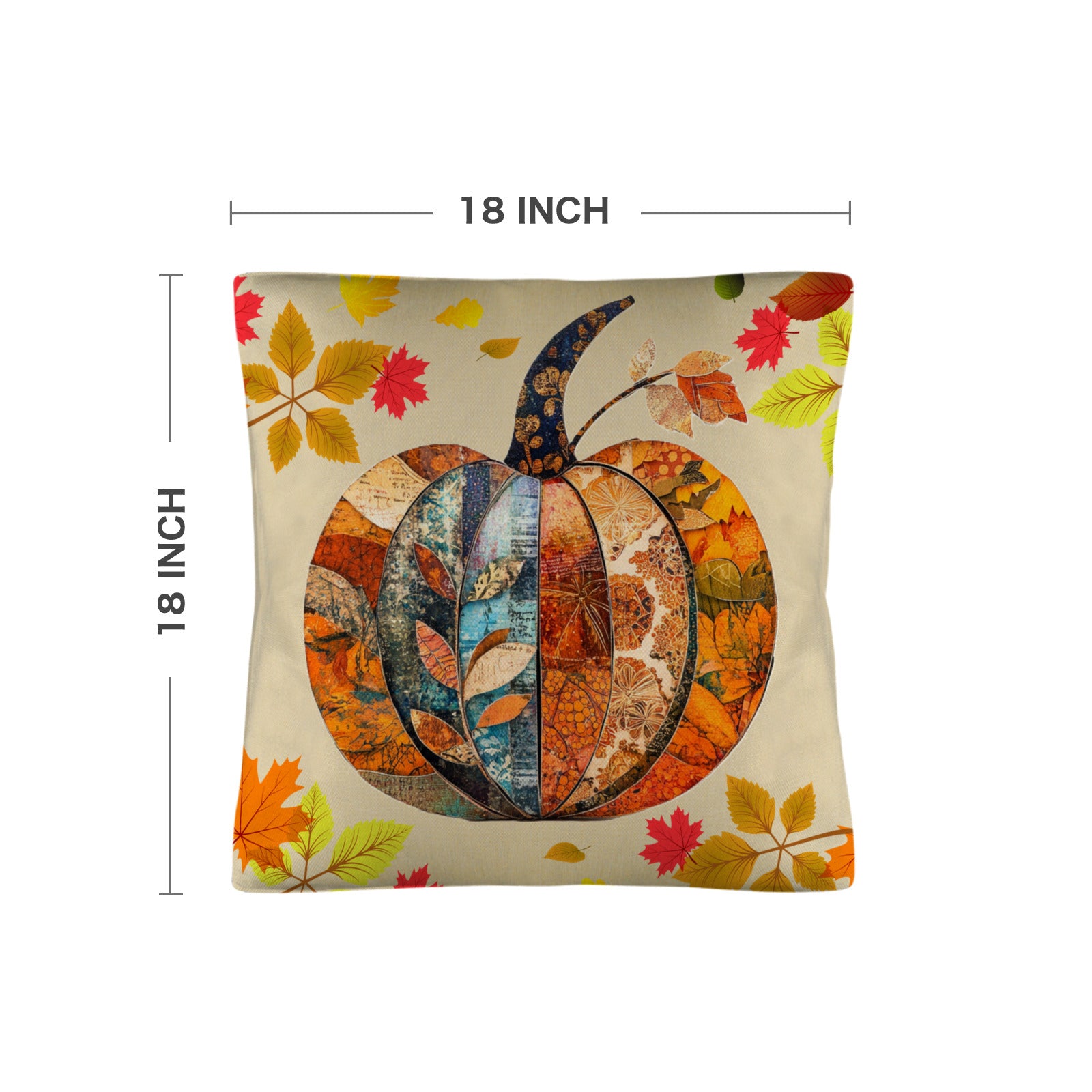 Fall Pumpkins with Leaves of Pillow Covers Indoor Throw Pillowcases (Made in USA)
