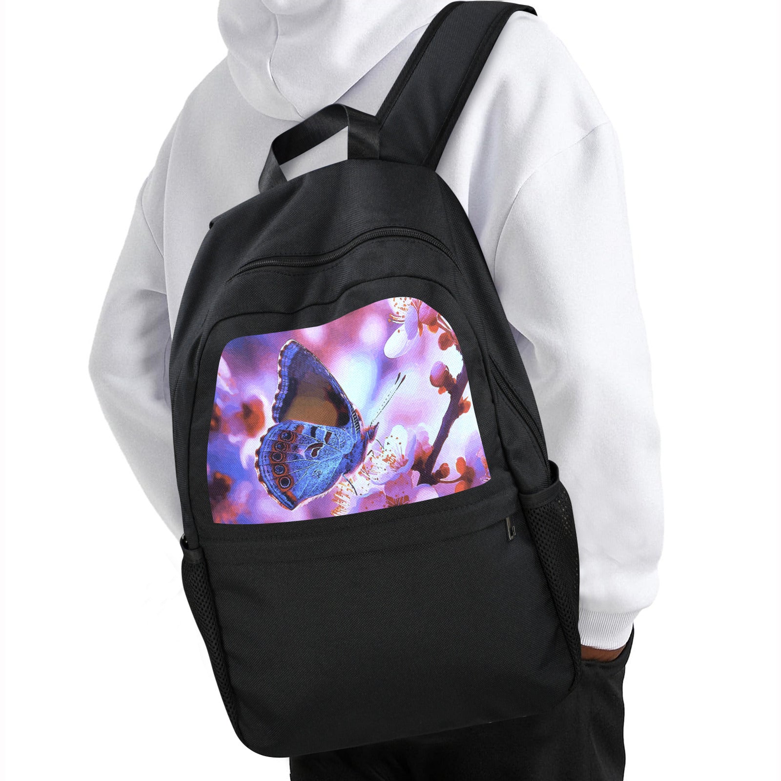Butterfly on Cherry Tree Casual Backpack (Upper Part Printing) (Model 1753)